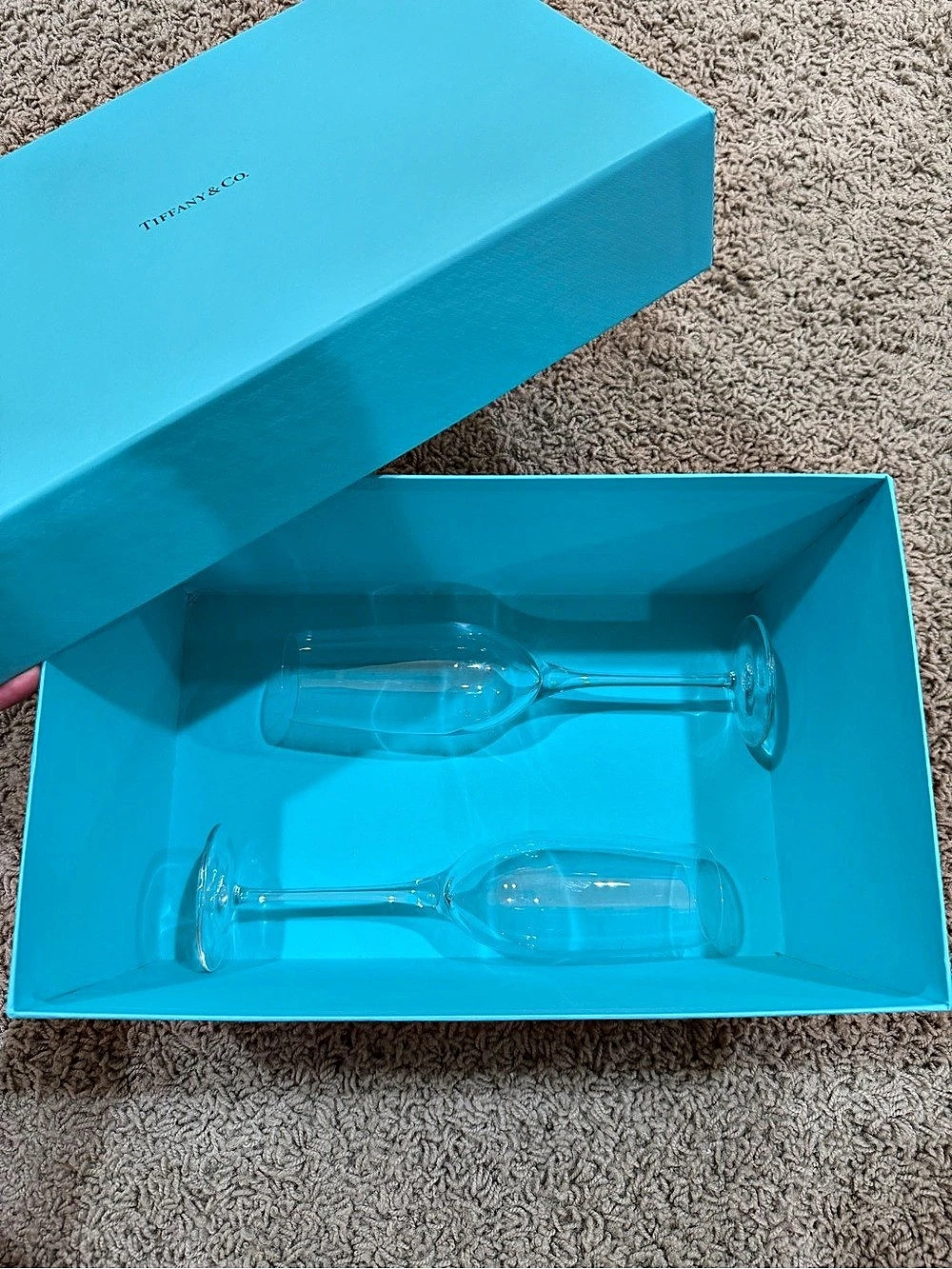 Tiffany & Co. Champagne Flutes in Crystal Glass. Crystal Champagne Flutes Set